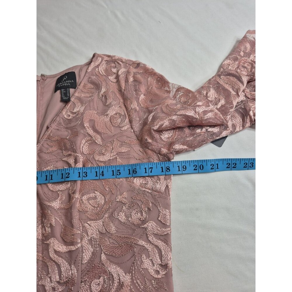 Adrianna Papell Women's Dress Size 10 V-Neck Bell Sleeves Embroidered Pink (63) - Picture 11 of 15